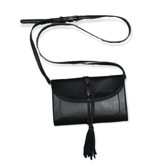 Antik Kraft Black Leather Cross Body Purse Sassy Clutch - Picture 1 of 11